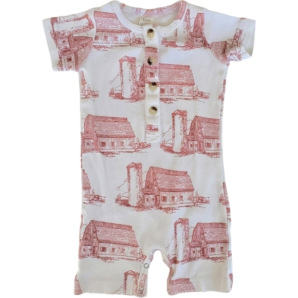 Kate Quinn Organics Short-sleeve Henley Short Romper Barn Baby 3-6 Months - Picture 1 of 3